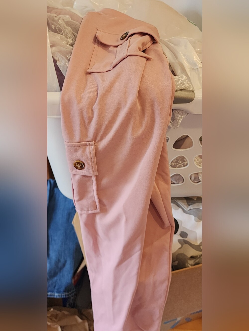 Blush Pink Button Pocket Blouse